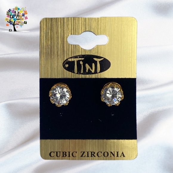 Jewelry - Cubic Zirconia Earrings 10MM Gold Plated